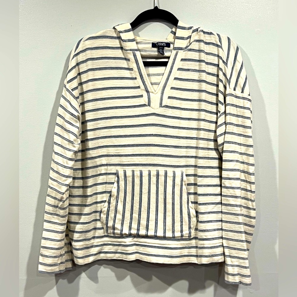 CHAPS Nautical Striped Hooded Pullover Size Small S